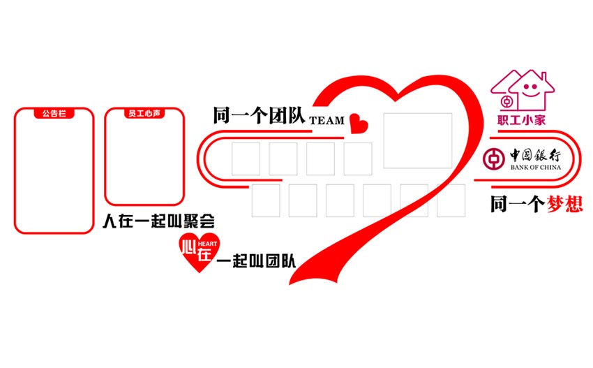 中國銀行 團(tuán)隊(duì) 文化墻 職工家圖片